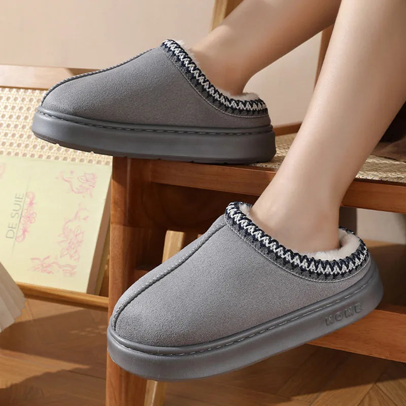 Meilleur pour les femmes, chaussures en coton chaud en peluche, confortables, coordonnantes, unisexe, maison, hiver, nouveau, mode 2025